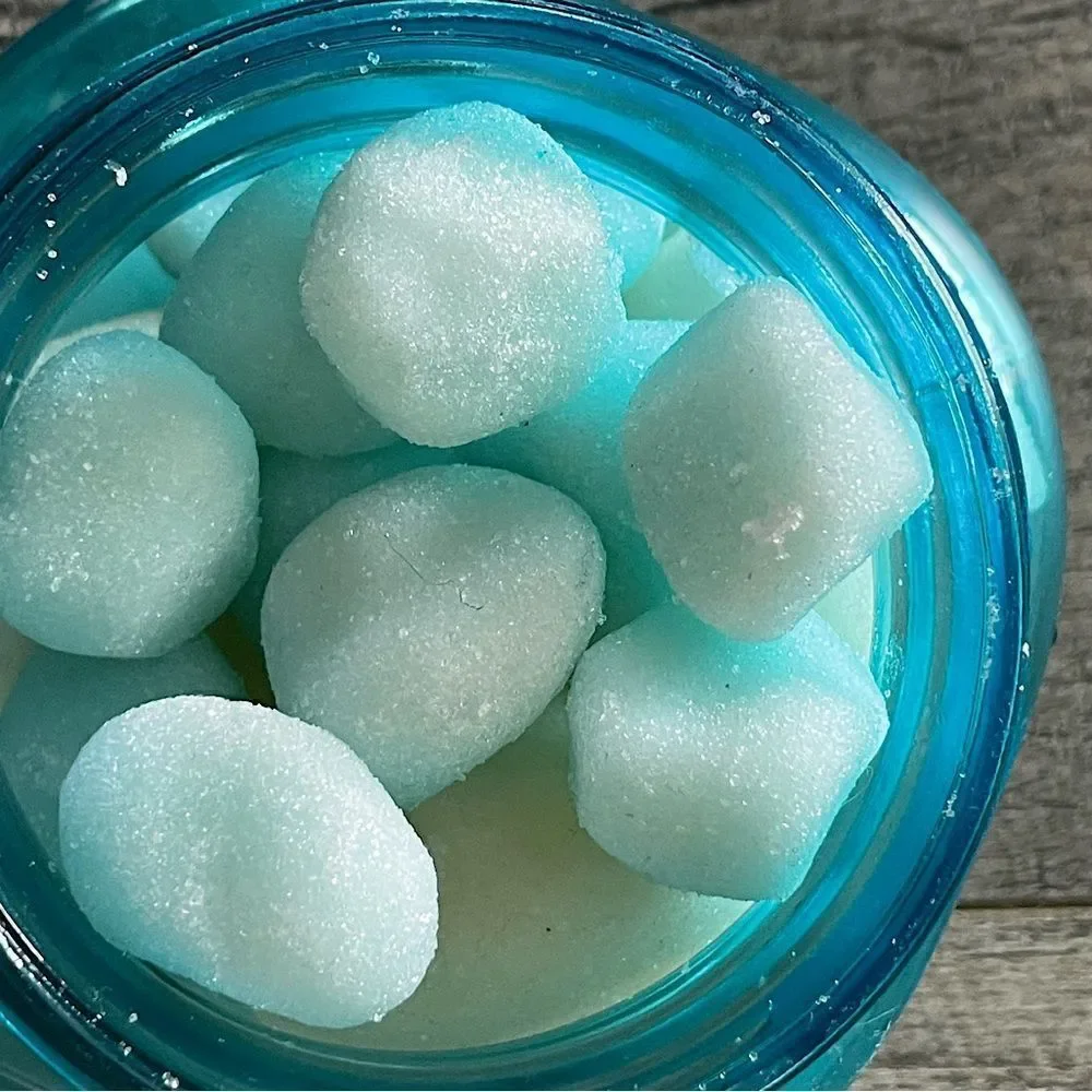 Unique, Vintage, Blue, Jarden Mason Jar ( “Marshmallow” Soap Included)  Decor.