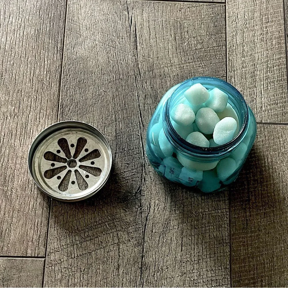 Unique, Vintage, Blue, Jarden Mason Jar ( “Marshmallow” Soap Included)  Decor.