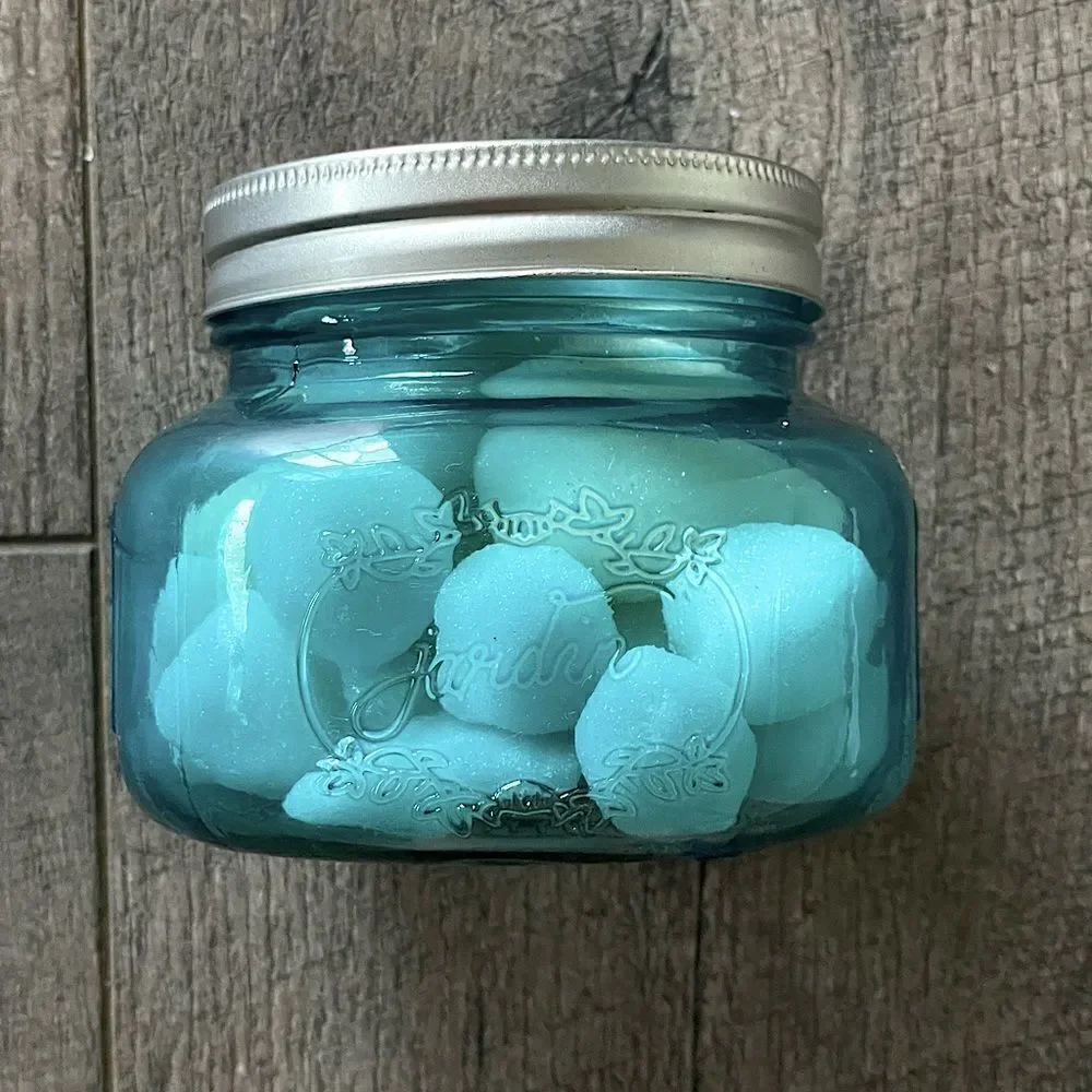 Unique, Vintage, Blue, Jarden Mason Jar ( “Marshmallow” Soap Included)  Decor.