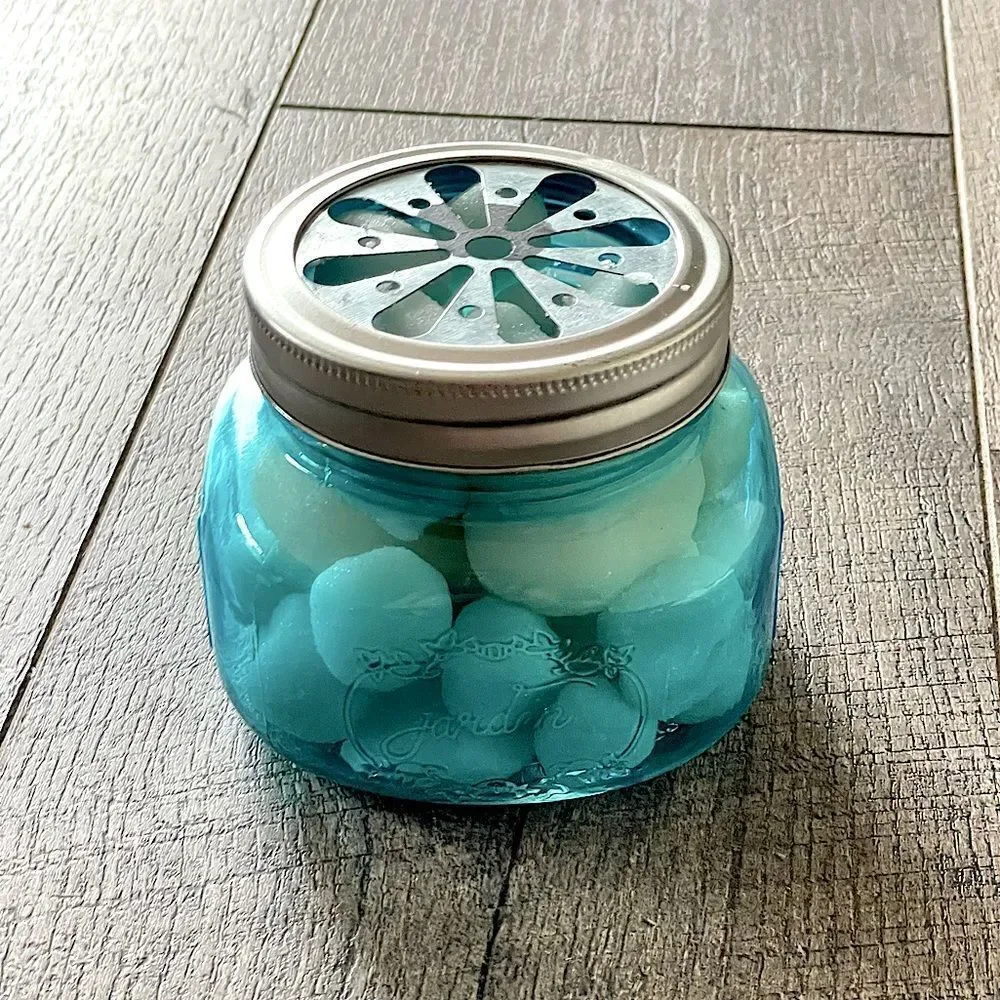 Unique, Vintage, Blue, Jarden Mason Jar ( “Marshmallow” Soap Included)  Decor.