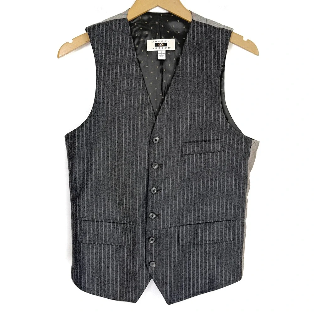Custom Joseph Abboud Charcoal Pinstripe Vest Limited Edition‎ Signed