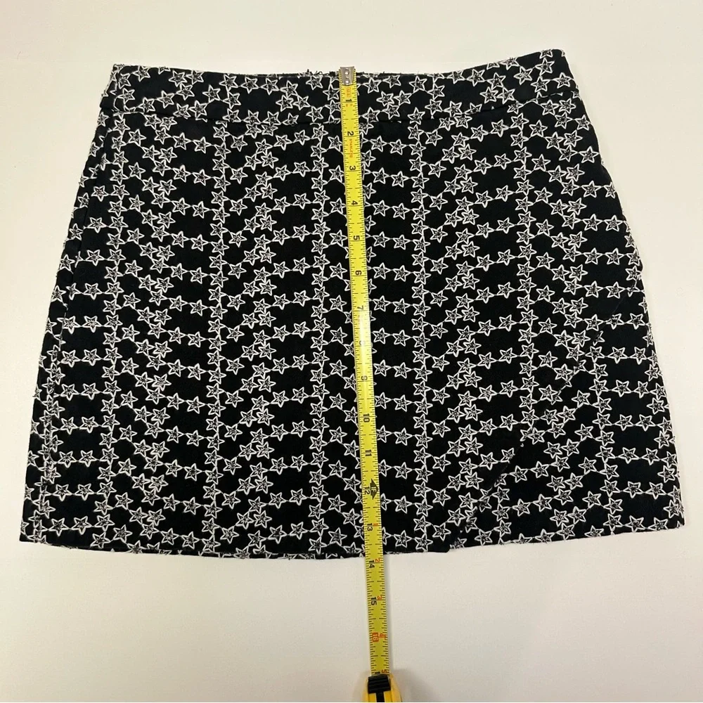 Storia Black And White Star‎ Pattern A-Line Lined Mini Skirt Women’s Size S
