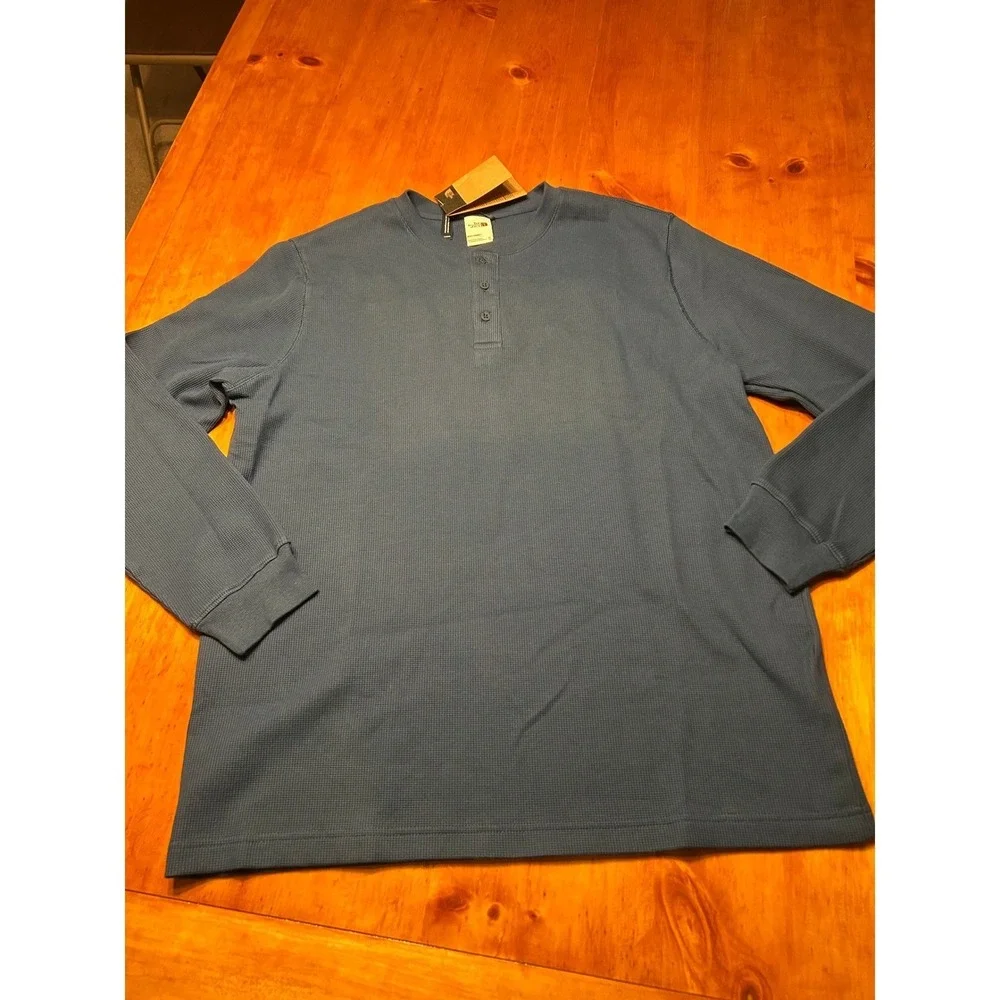 The North Face Mens Waffle Henley Shirt Blue‎ XL Gorpcore Utility 90s Grunge NEW