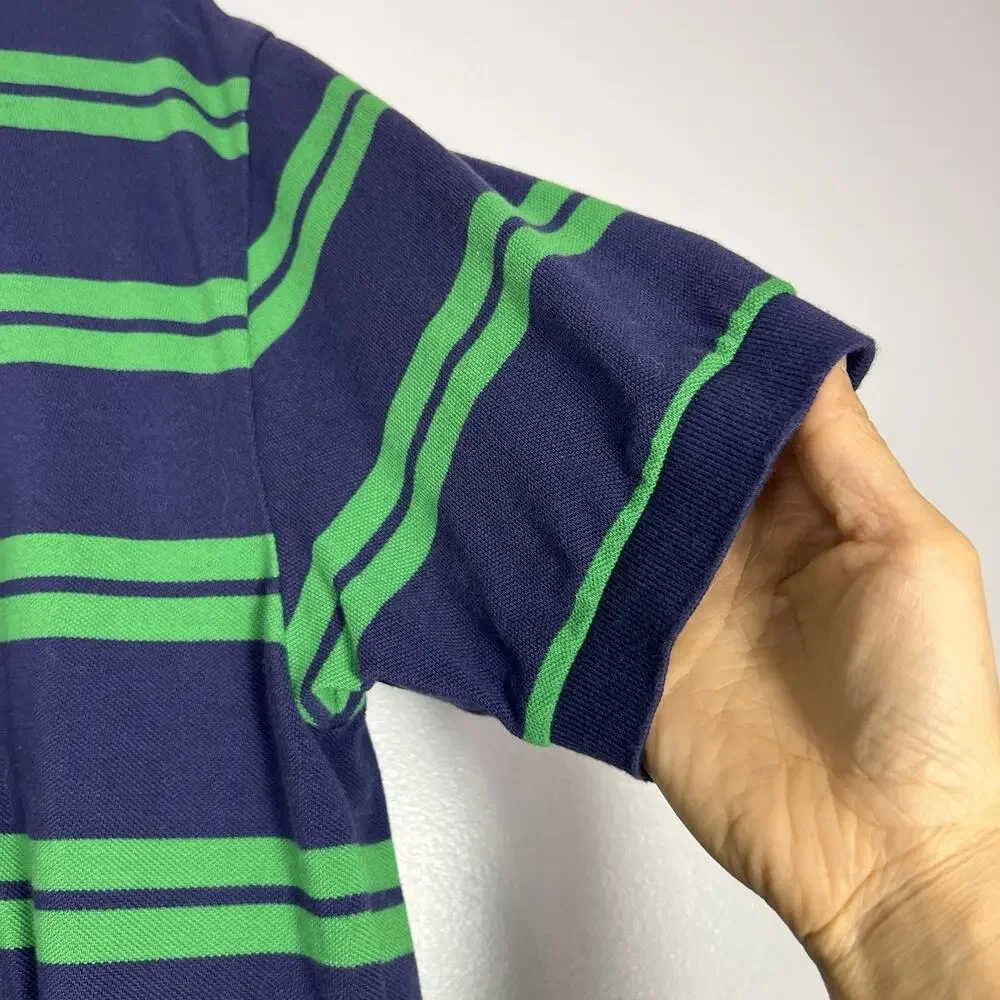Polo Ralph Lauren Men's Blue Green Striped Polo Shirt Sz L Pony Academia