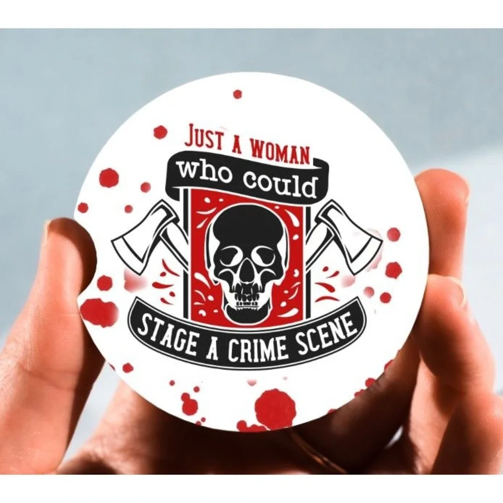 Set of 2 Car‎ Coasters, Stage A Crime Scene Car Coaster, Neoprene Car Coaster