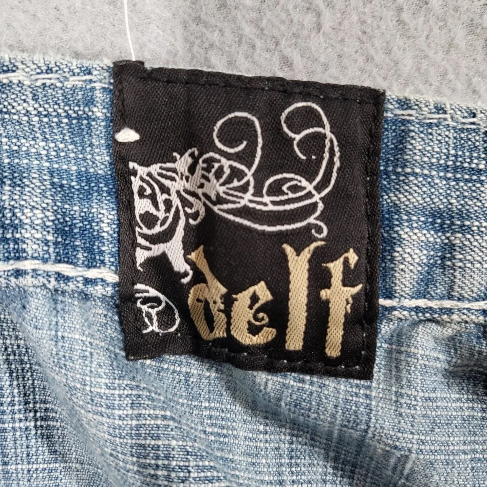 Delf Shorts Men's 38 Blue Denim‎ Cargo Embellished Pockets Casual Baggy Y2K