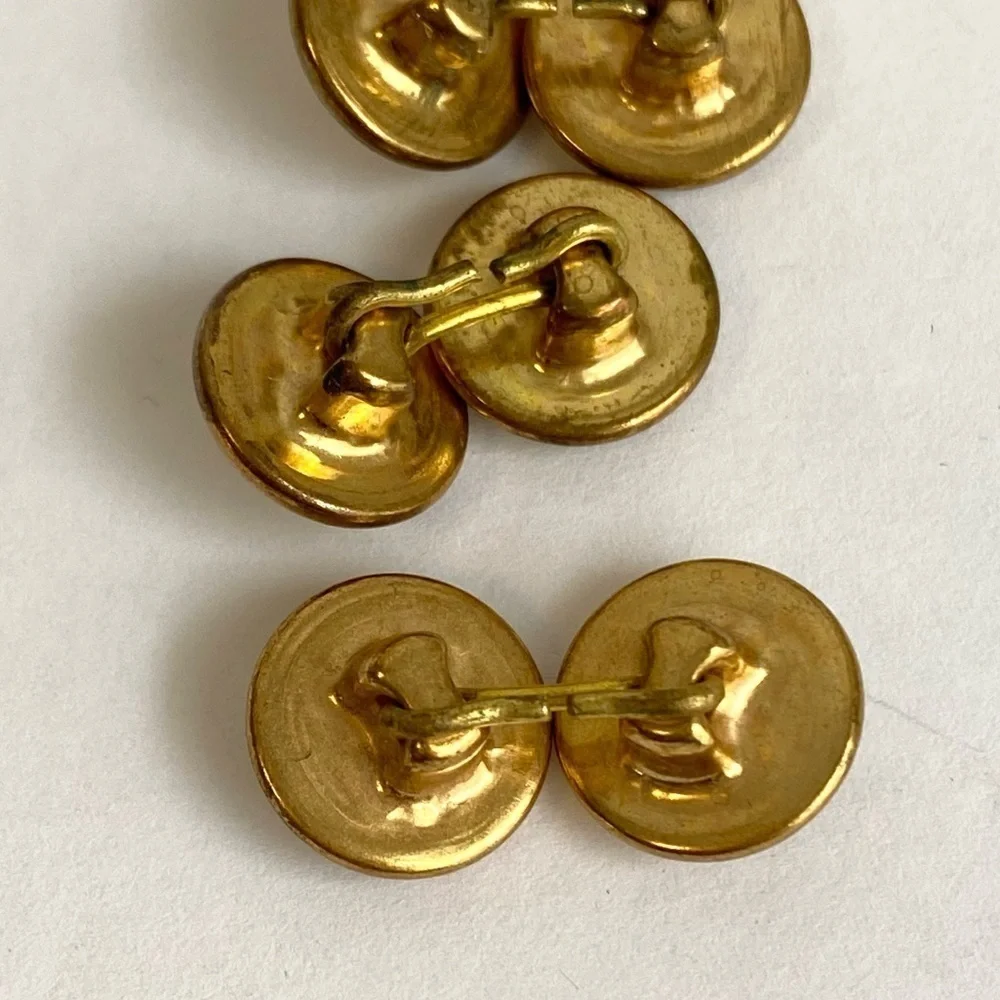 Vintage French Cufflinks Mother Of Pearl 10K Gold‎ Moon Glow MOP 2 Pairs Set