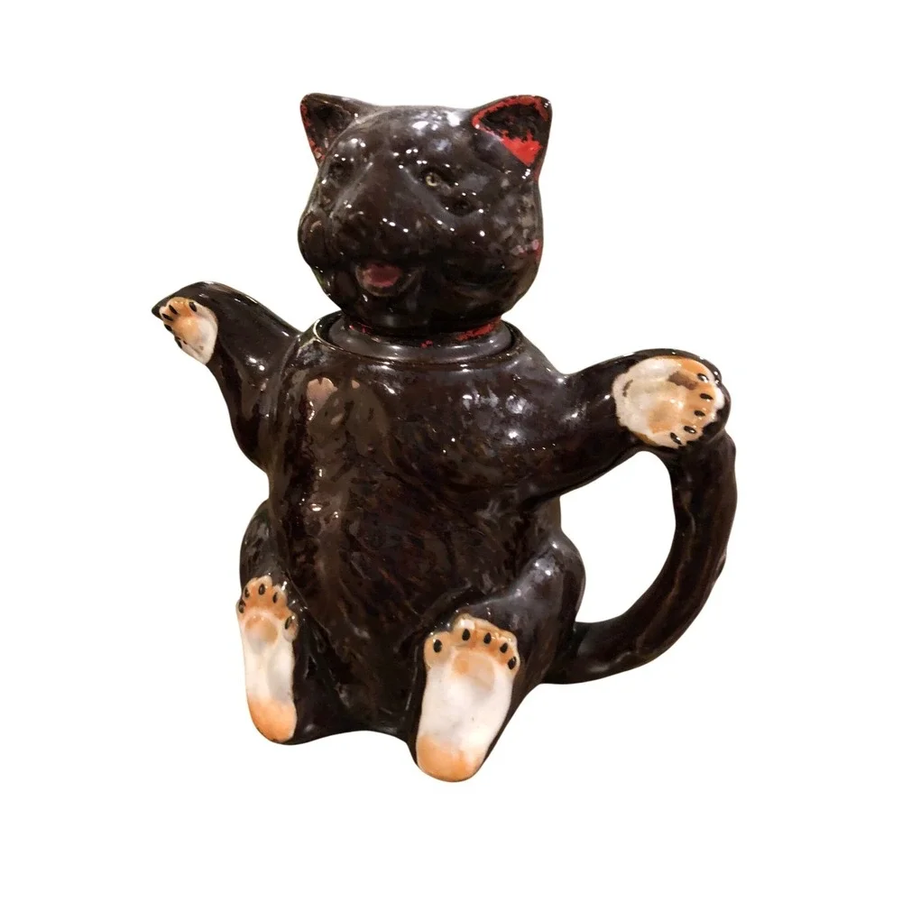 Redware Batlin Bear Teapot Creamer Vintage Kitsch 50s Novelty Farmhouse Eclectic