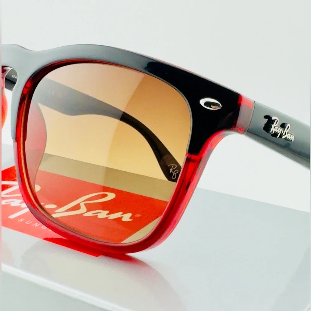 Ray-Ban Sunglasses Steve RB4487 Polished Black on Red Frame Gradient Lenses