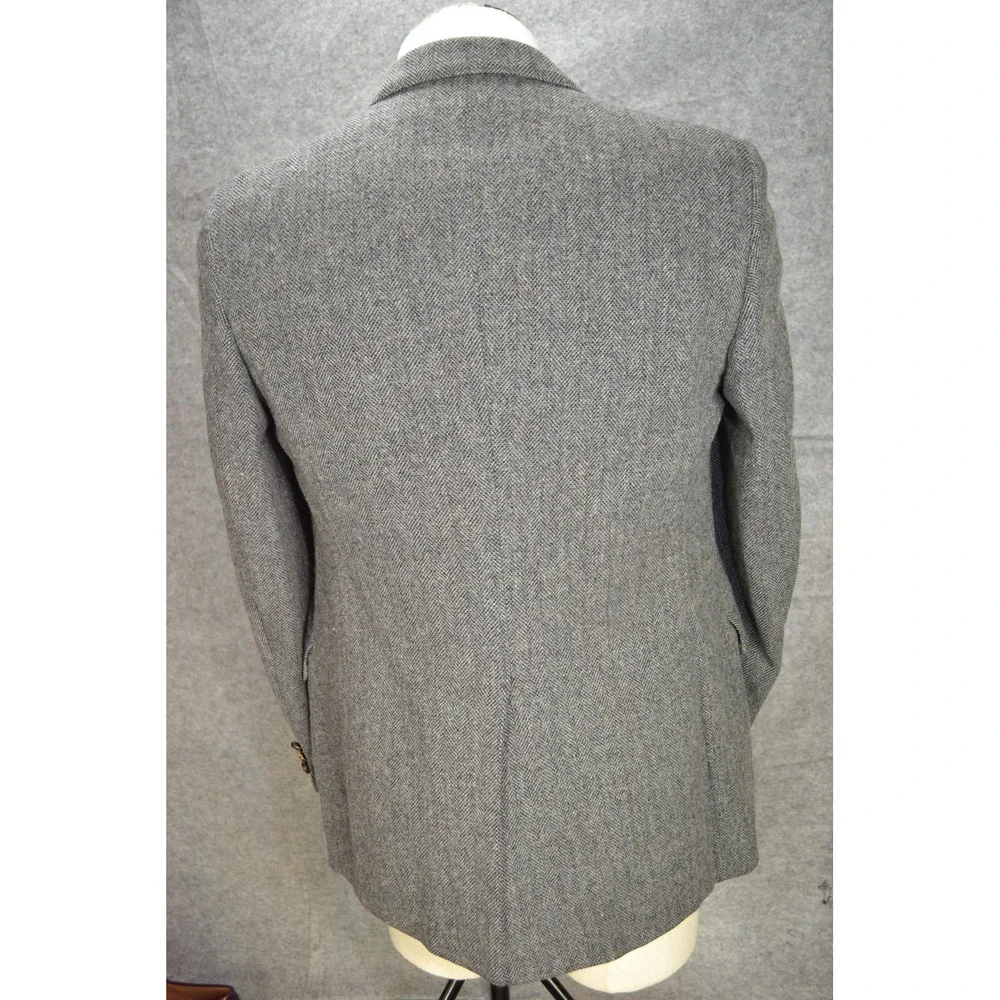 VTG Lanvin Blazer Mens 42 Gray Herringbone Scotland Camel Hair 90s Sport Coat‎