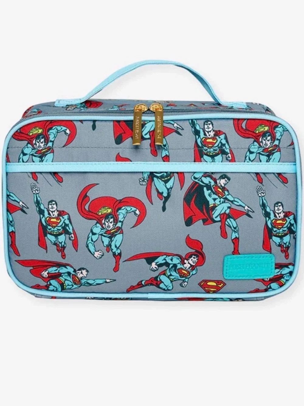 Posh Peanut Superman Lunch Bag - Light Blue with Red Accents
