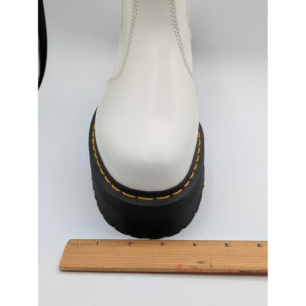 Dr. Martens Boots Mens Size 10 White 2976 Quad Chelsea Platform Leather Lug Sole
