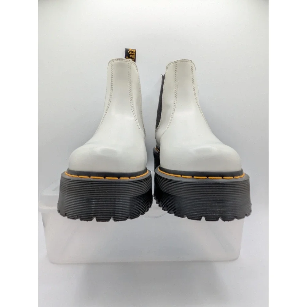 Dr. Martens Boots Mens Size 10 White 2976 Quad Chelsea Platform Leather Lug Sole