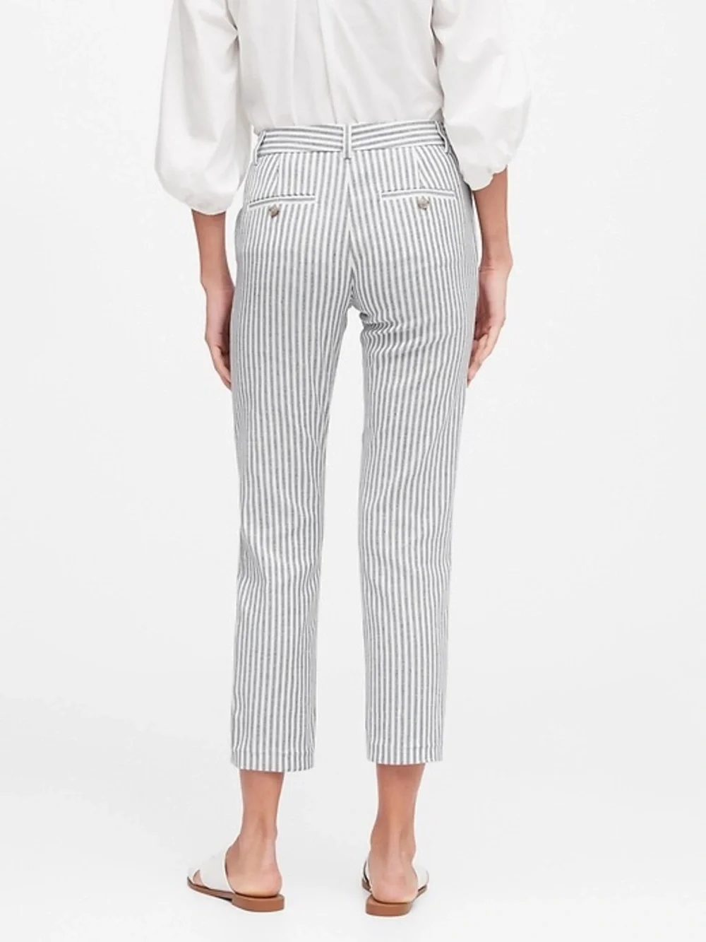 Banana Republic Petite Avery Straight Fit Linen Cotton Pants