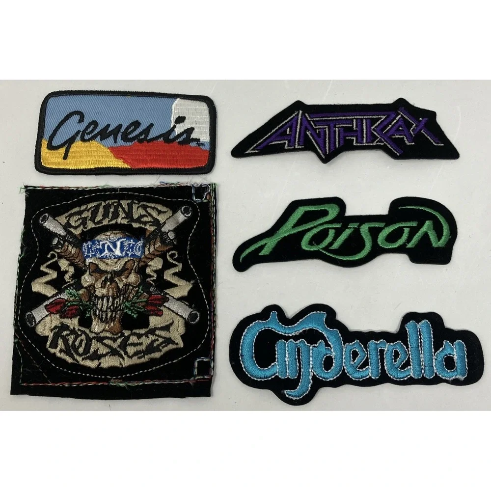 Vtg 90's Rock Band Applique Embroidered Patch Lot of 5 Poison Genesis Anthrax ++