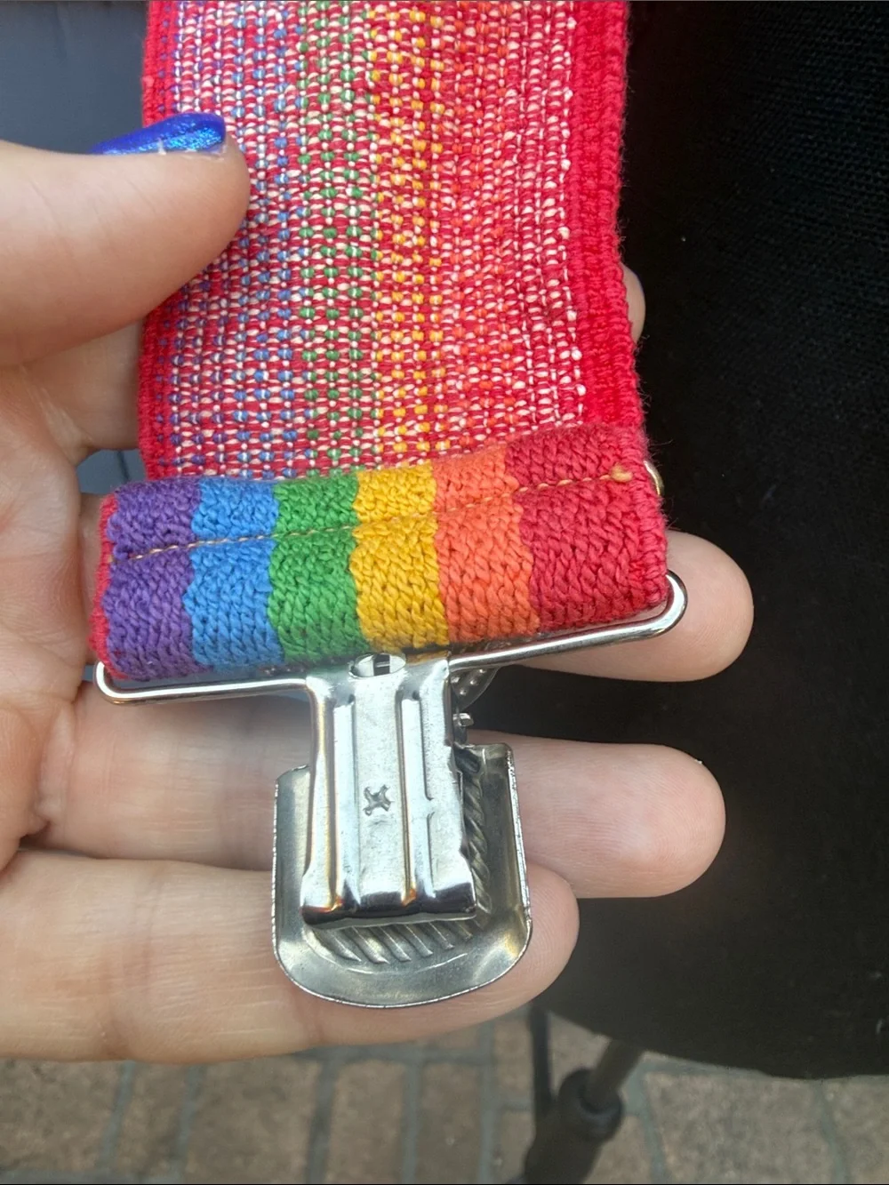 Vintage Rainbow Stripe Suspenders - Multicolor stretch pride Mork & Mindy