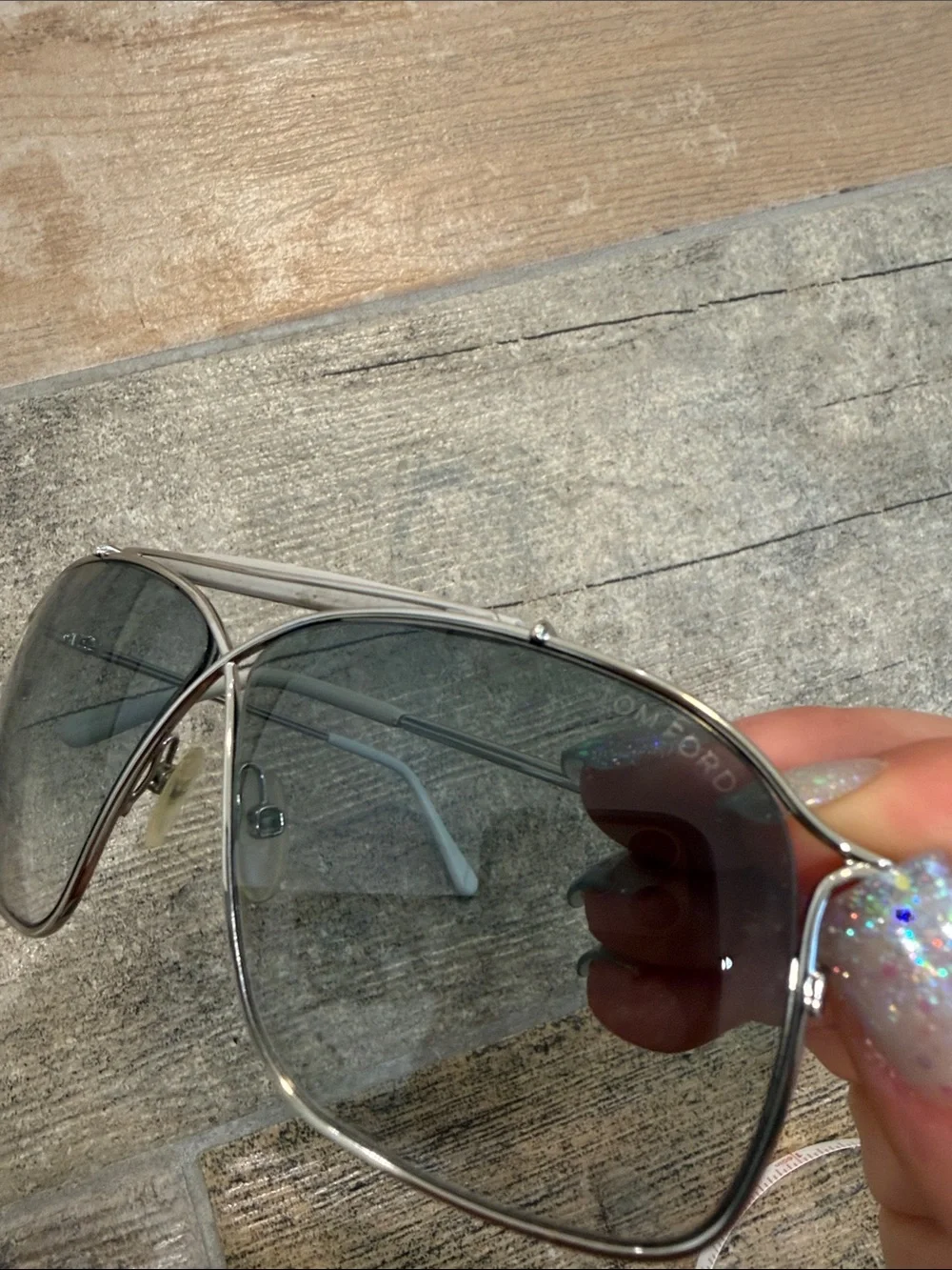 Tom Ford Crossover Aviator Frame Designer Sunglasses Silver Gray