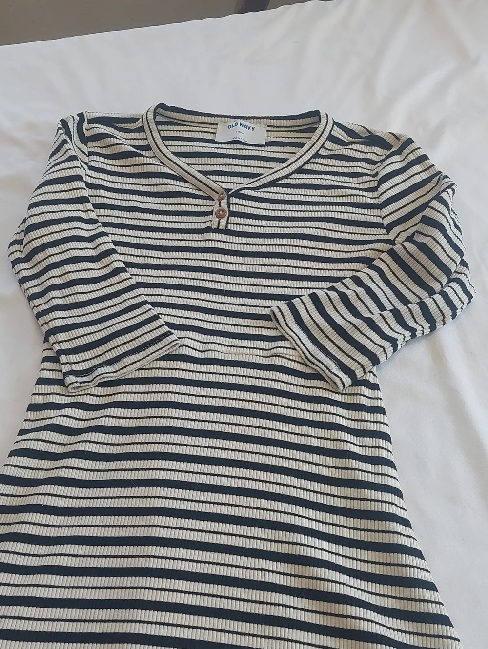 Old Navy Striped Black and White Long-Sleeve Girls' Dress.Size 10 /12