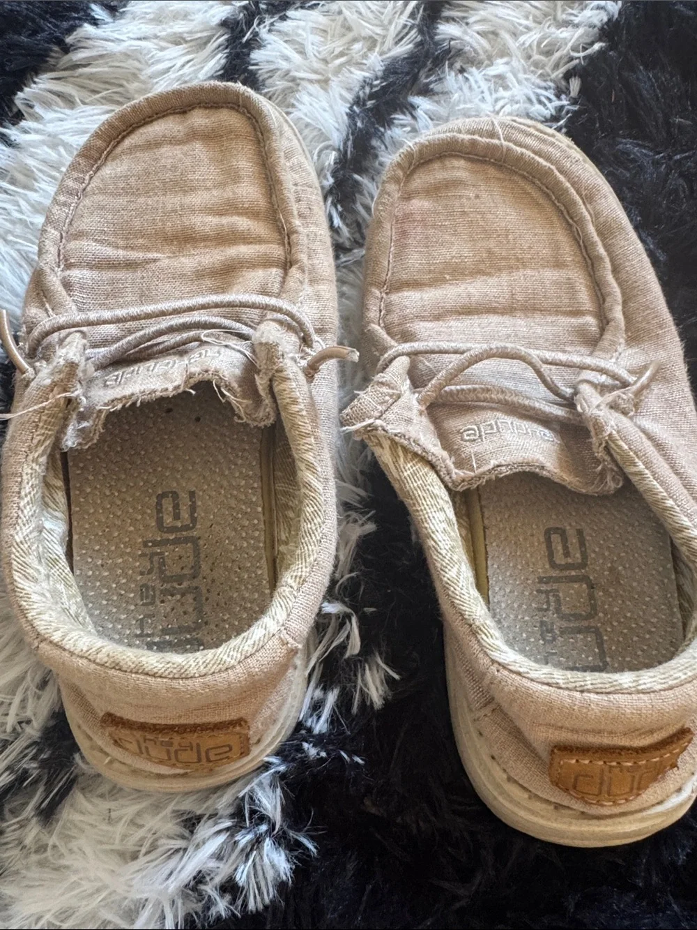 Hey Dude Kids Slip-On Moccasins in Black and Tan
