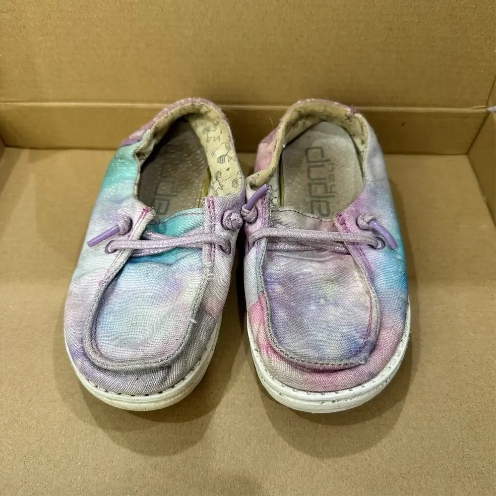 Hey Dude Shoes Toddler 9 Wendy Unicorn Dreamer Purple Tie Dye Glitter PLAY COND.
