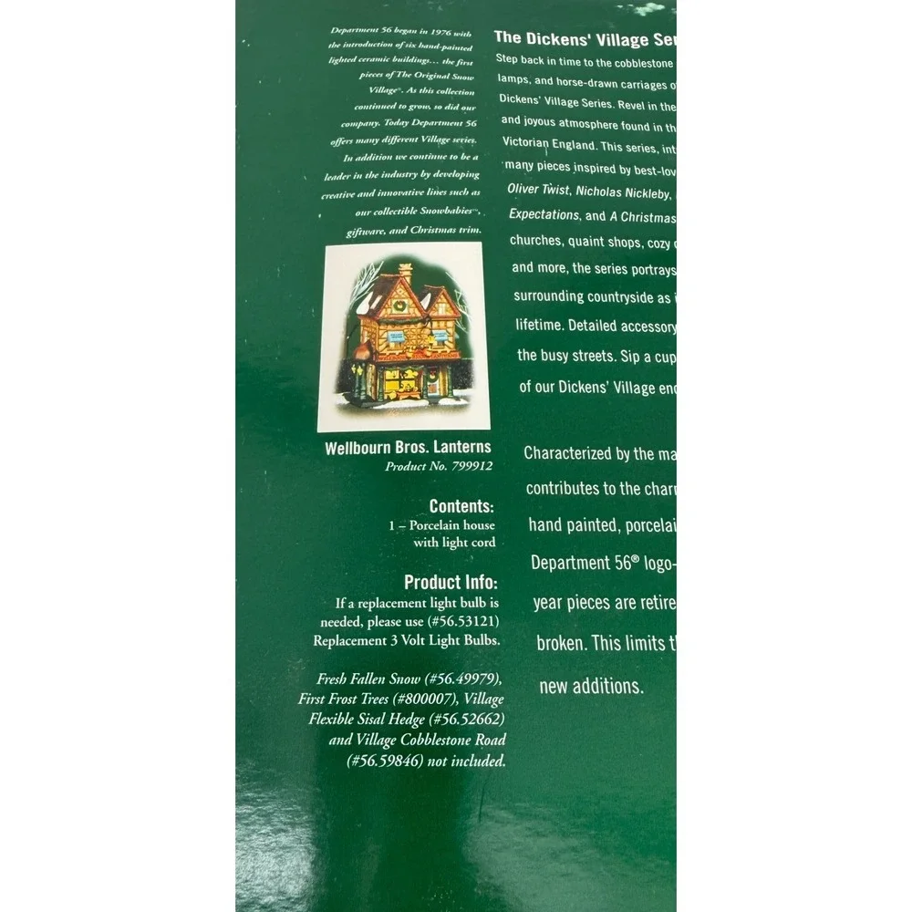 Department 56 Dickens Village Wellbourn Bros Lanterns Lighted Village House 7999