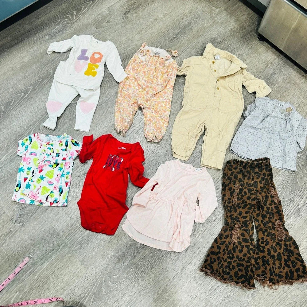 Carters Bundles Baby Girl Clothes Bundle 6-12M Floral Leopard Romper 8pc Lot