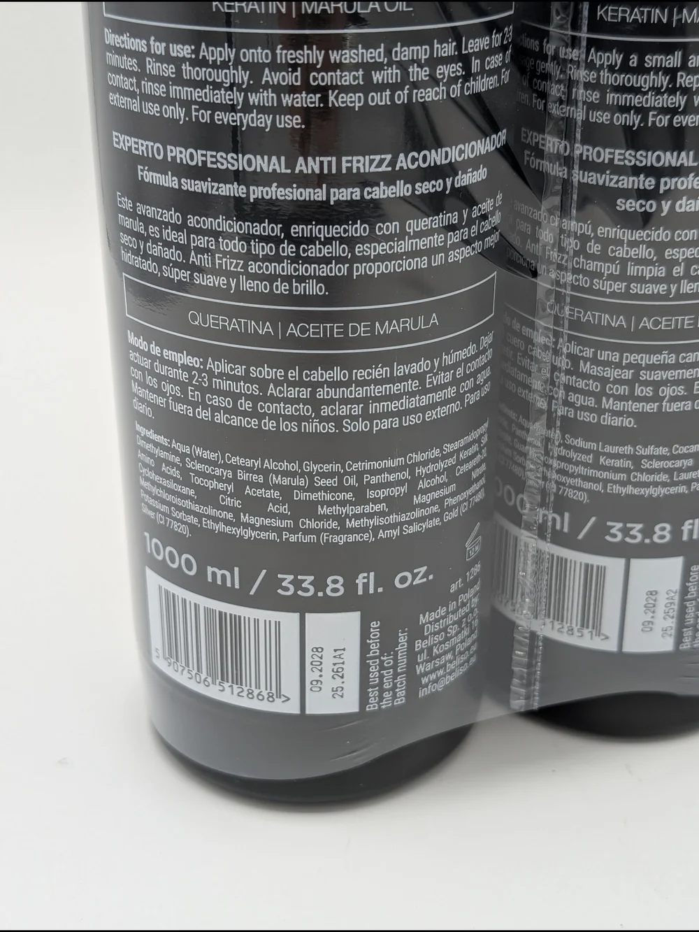 Experto Anti Frizz Shampoo & Conditioner Duo Keratin And Marula Oil