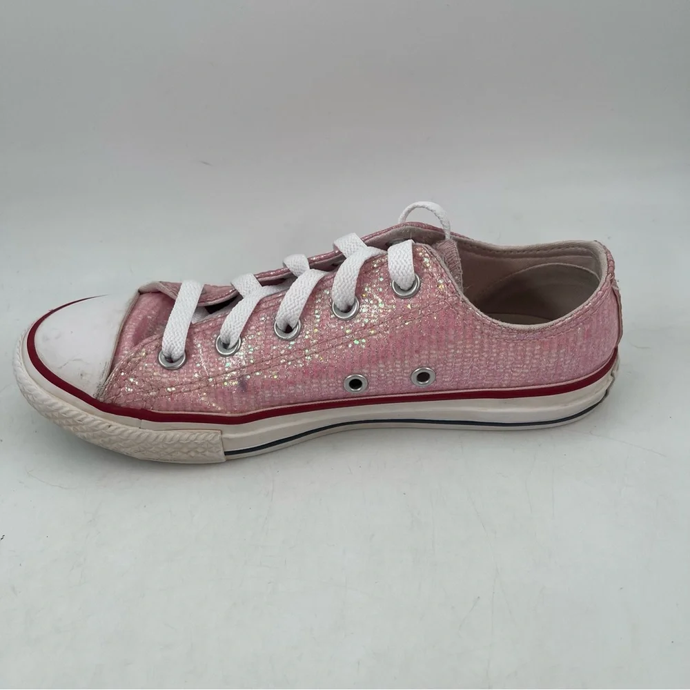 Converse Chuck Taylor AS OX- SZ 2Y -Glitter Pink Lace-Up Low Top Sneakers Shoes