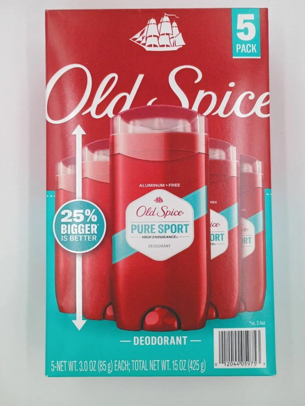 5-Pack Old Spice Men's Deodorant Pure Sport High Endurance 3.0 oz Each