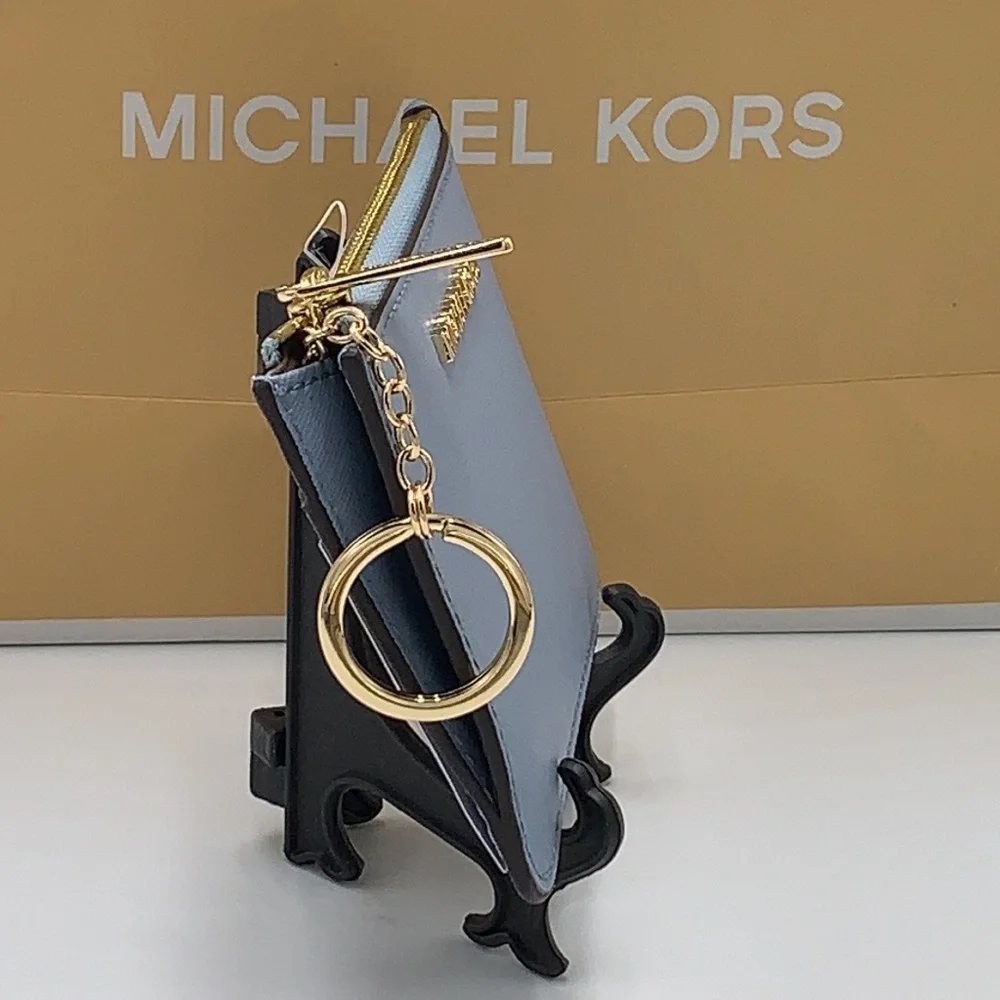 MICHAEL KORS SMALL TOP ZIP COINPOUCH WITH ID CARD PALE BLUE  COLOR