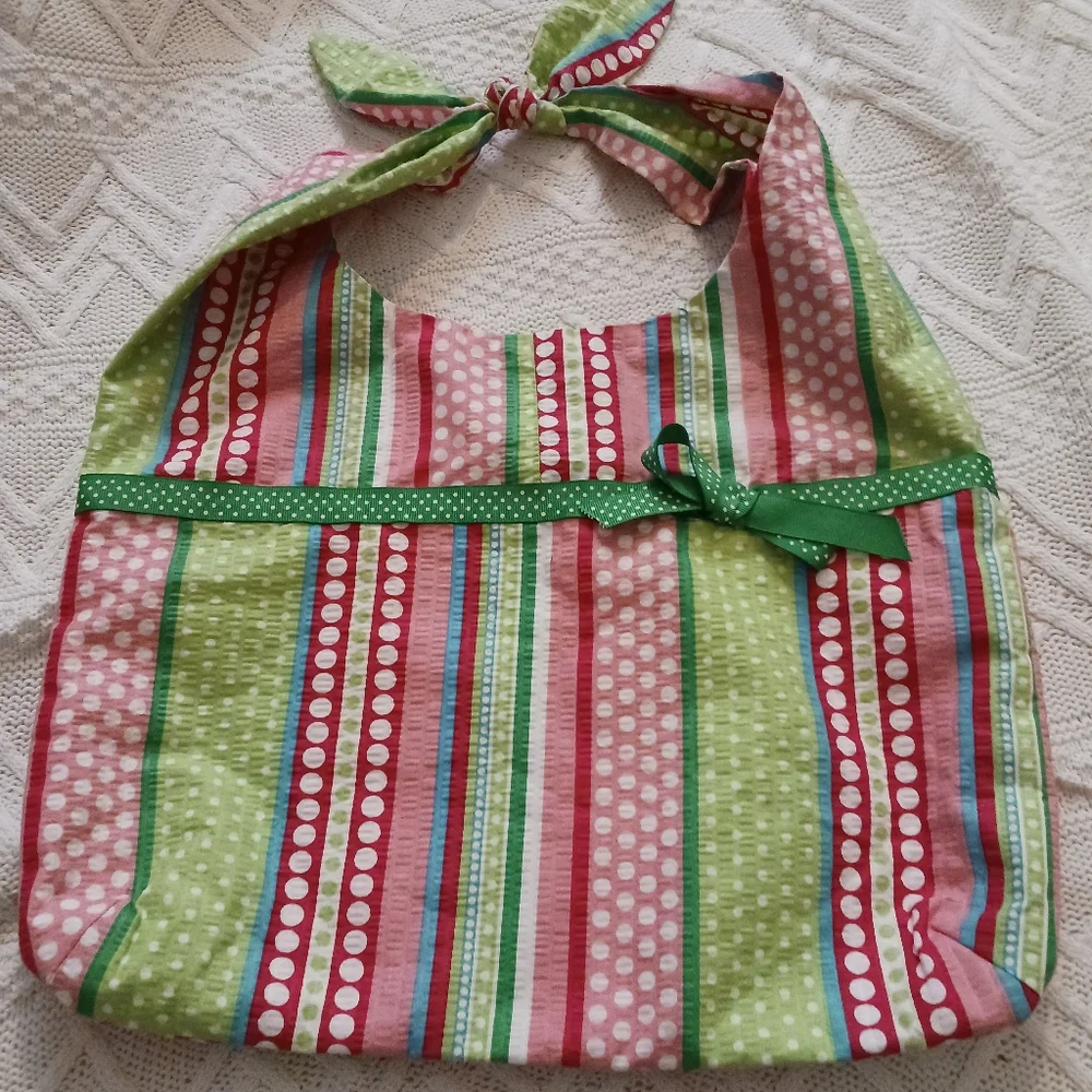 Pink and green preppy purse