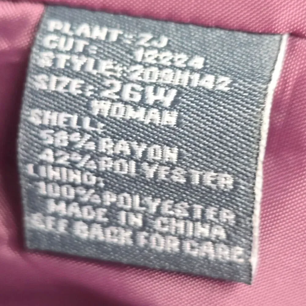 Koret Woman Jacket Purple 26W Textured Tapestry Open Front Career
