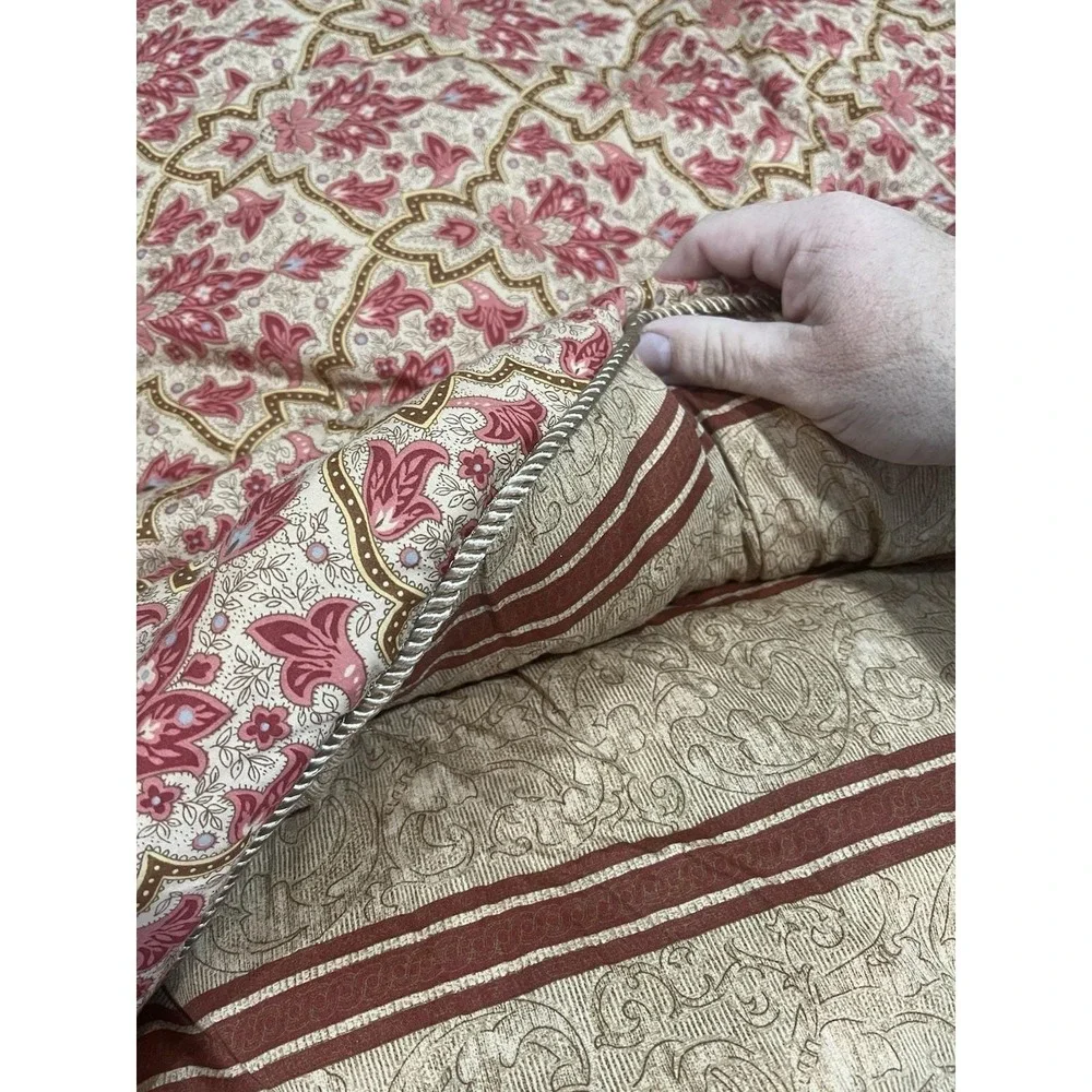Vtg Lauren Ralph Lauren Queen/full Comforter Langham Briarleigh Red Beige Floral