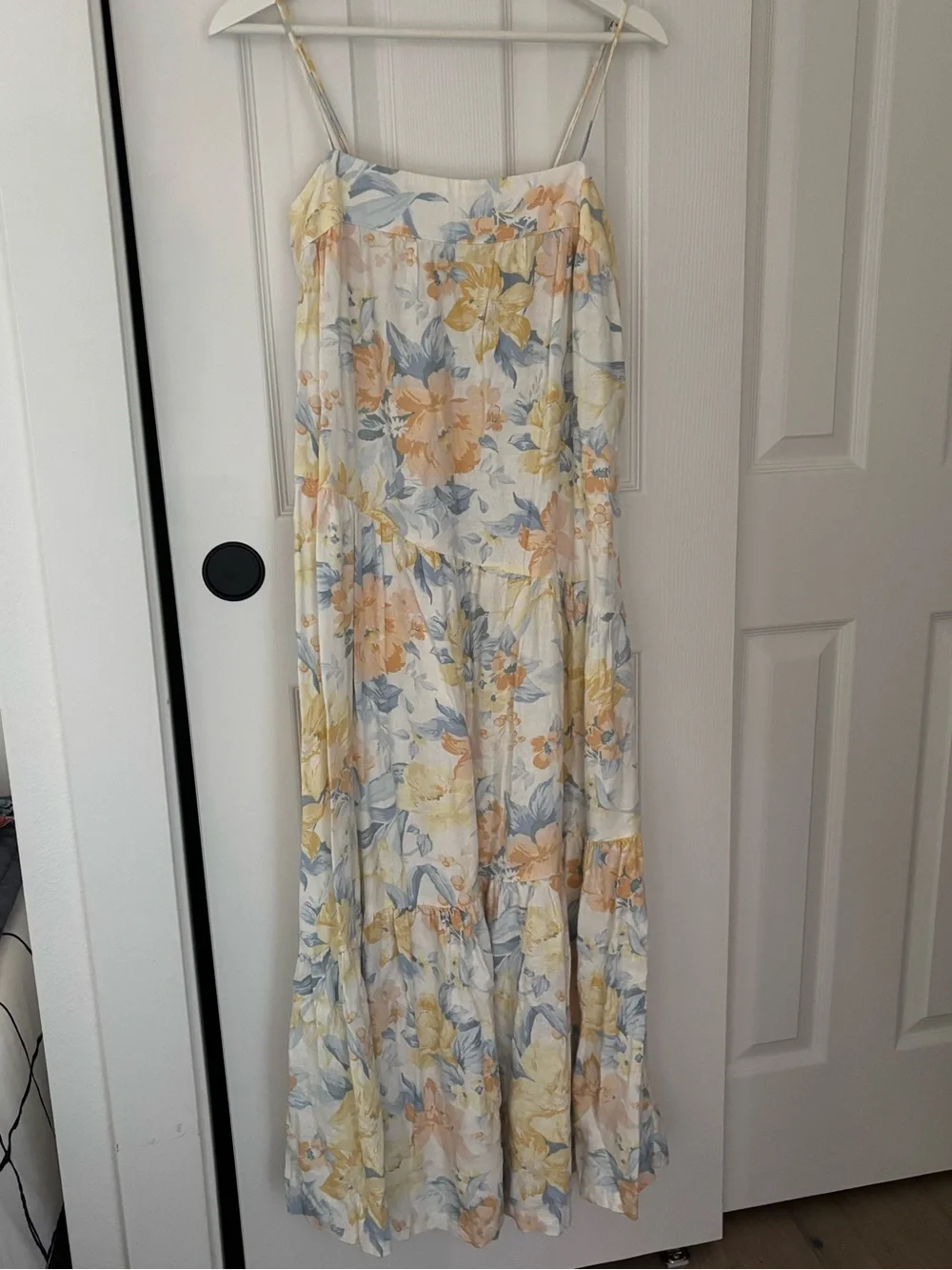 Abercrombie & Fitch Floral Tiered Maxi Skirt in Yellow and Blue