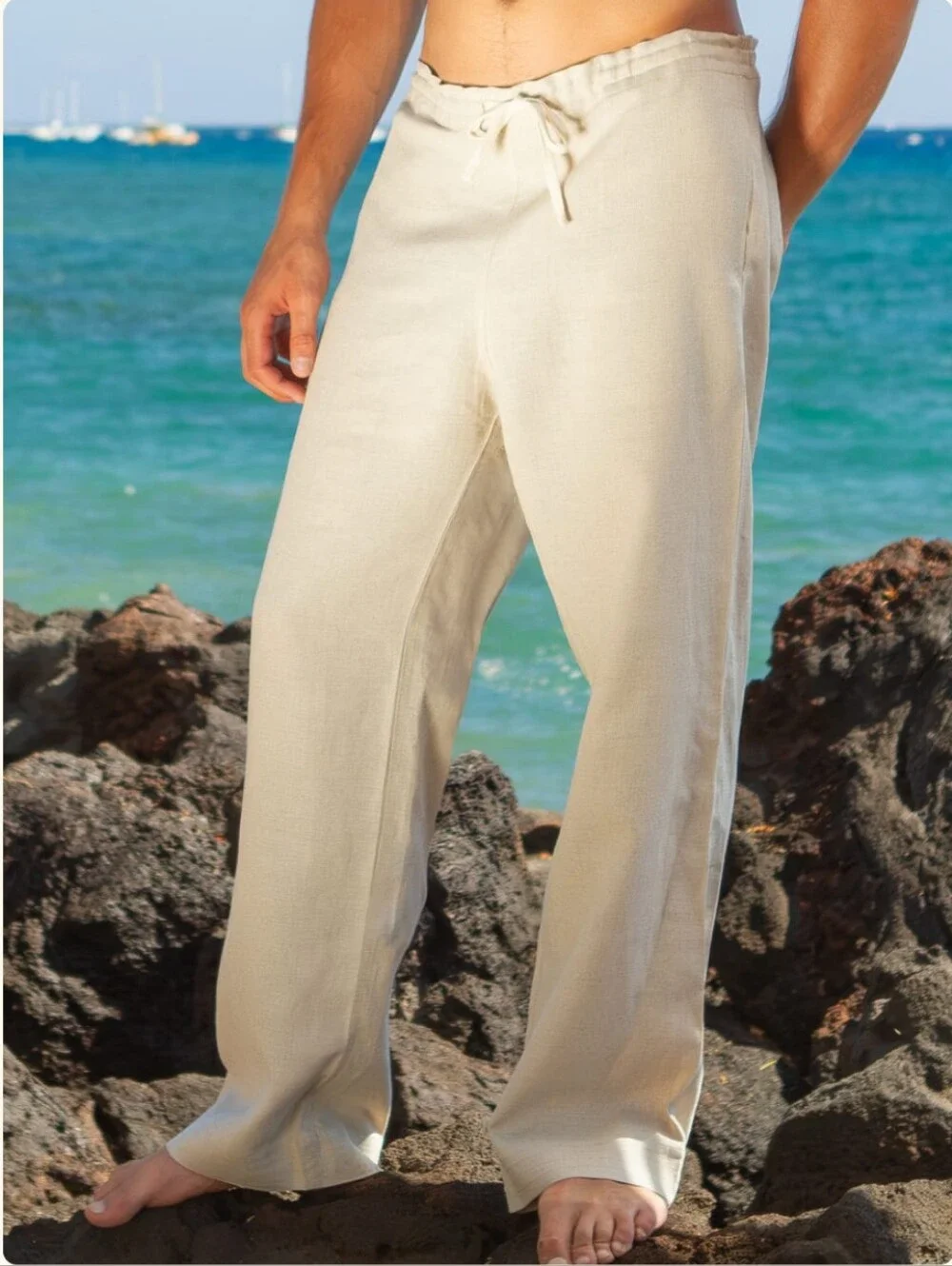 Island Imposter Natural Linen Riviera Pant- M (32 - 35)