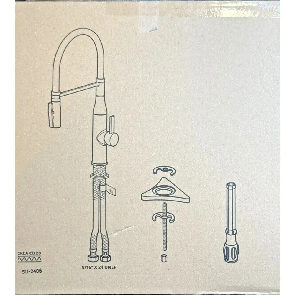 IKEA TOLLSJON Black Polished Kitchen Faucet w/ Hand Spray – NEW