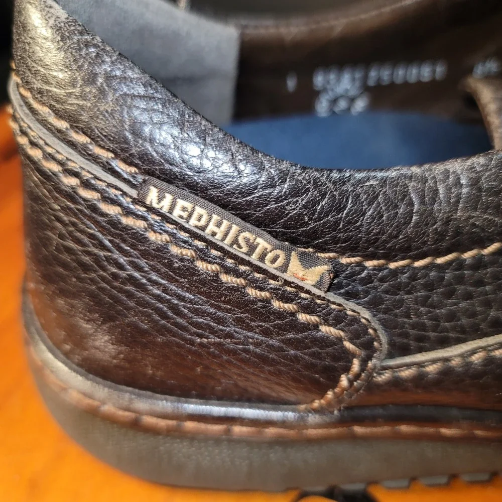 Mephisto Mens Brown Pebbled Leather Lace Up Walking Shoes 8.5 EUR 9381250051