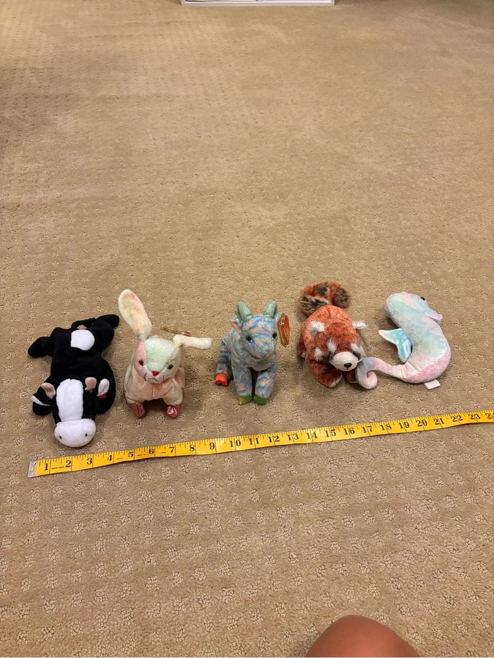 LOT 5 Ty Beanie Babies - Multicolor Plush Animals