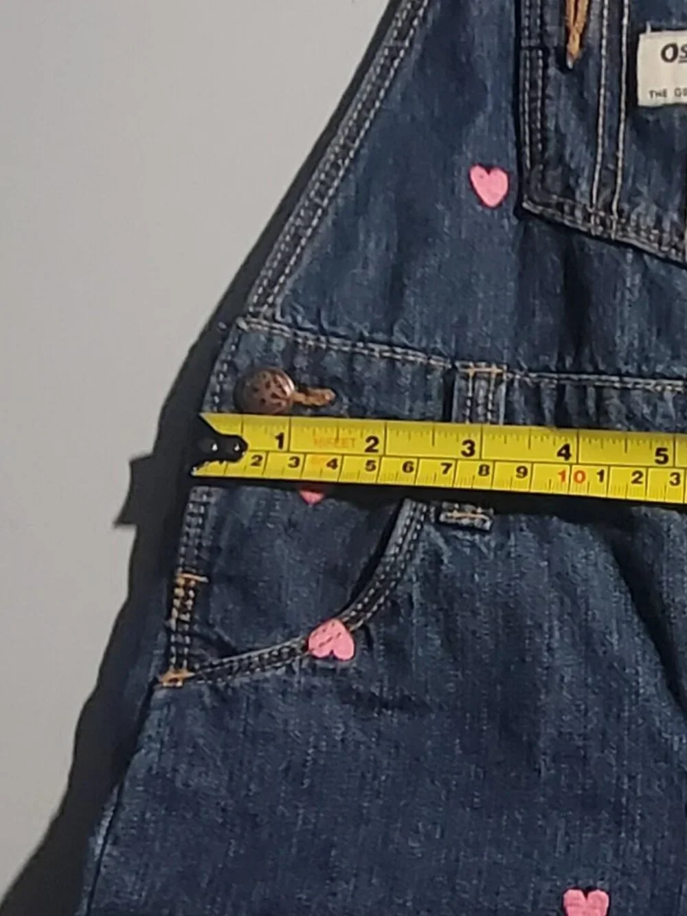 Oshkosh B’gosh Heart Embroidered Denim Shortalls sz 24 months