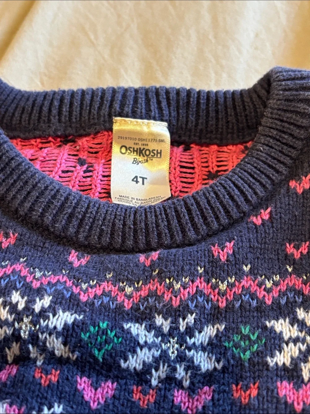 OshKosh B'gosh Navy Unicorn Fair Isle Crewneck Sweater