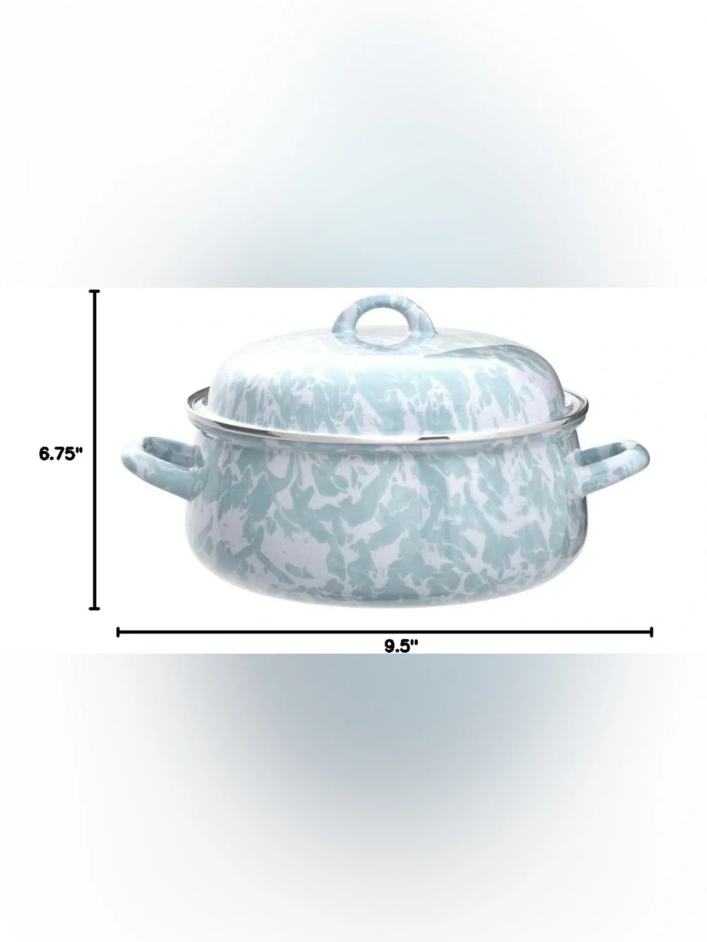 Golden Rabbit Light Blue Swirl Enamel Dutch Oven Pot with Lid 4 Qt - NEVER USED