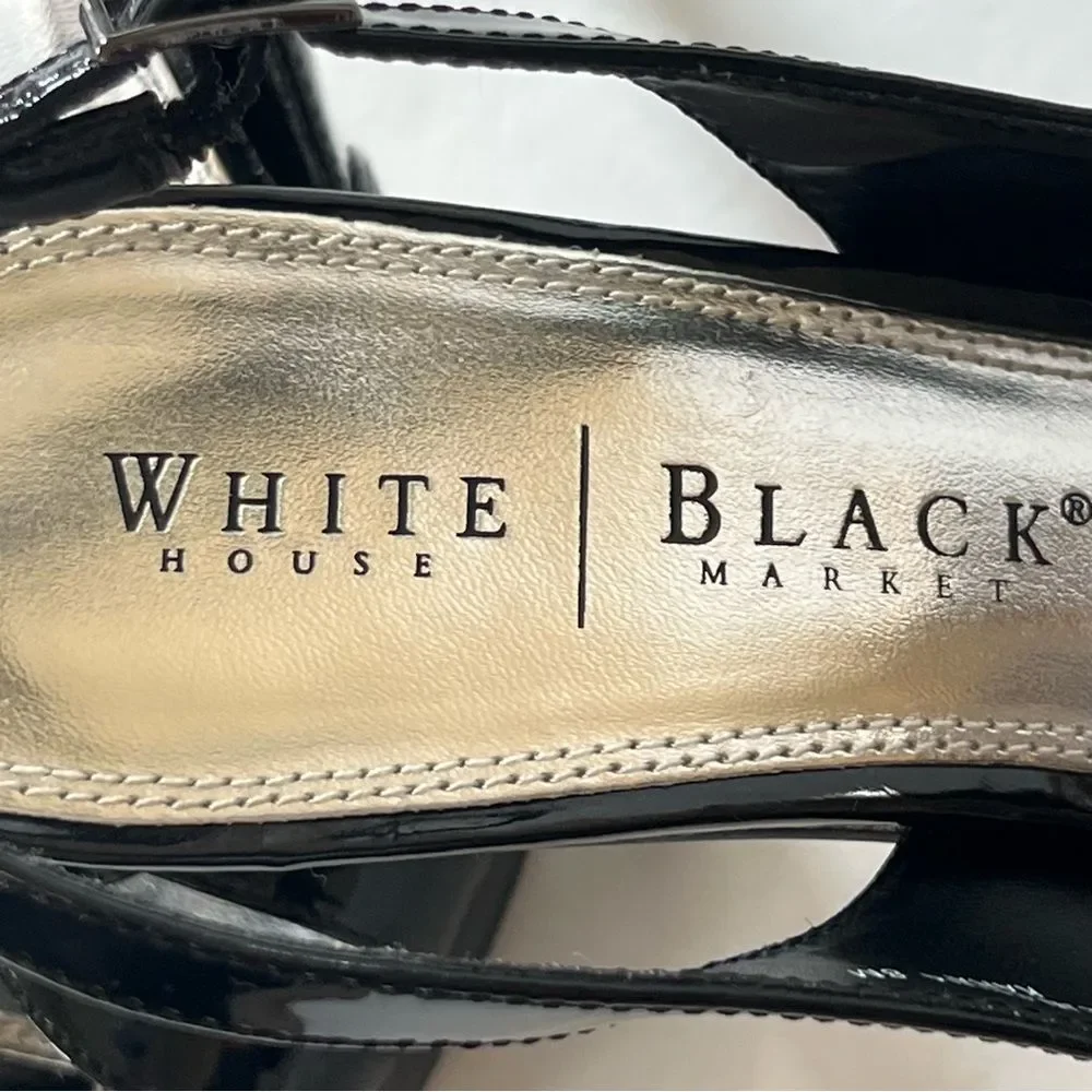White House Black Market Kara Slingback Black Platform Sandals Size 8M