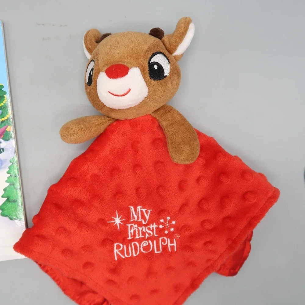Rudolph The Red Nosed Reindeer Lovey Security Blanket Babys First w Book