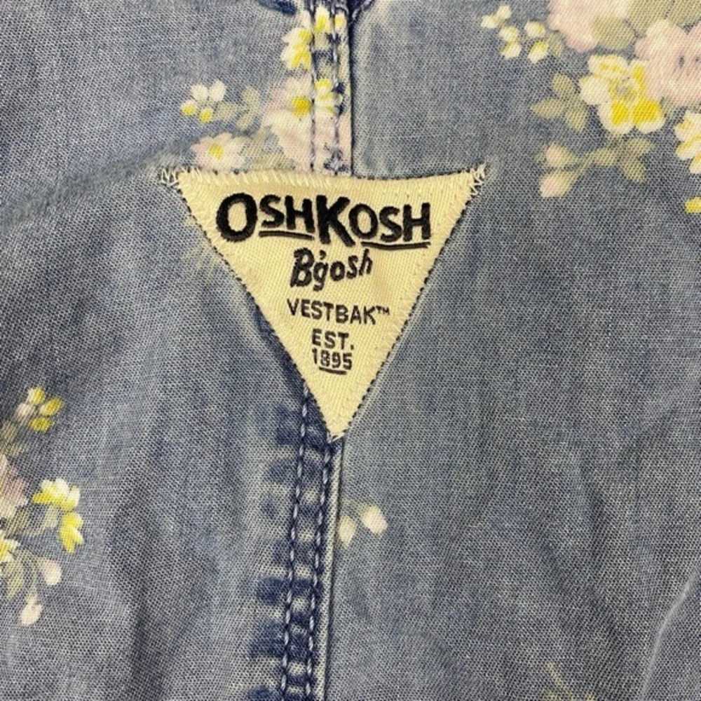 Oshkosh Girls Overall Dress Size 3T Floral‎ Cotton Denim Chambray Floral Prairie
