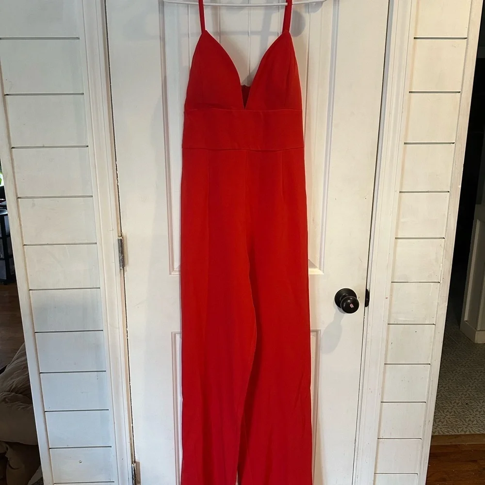 Anthropologie Laundry by Shelli Segal Bright Red Jumpsuit Size8 NWT Women's