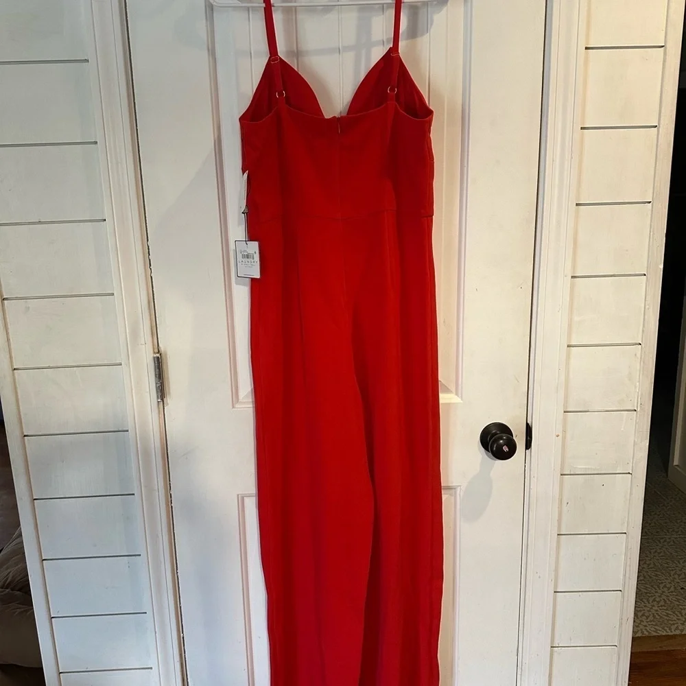 Anthropologie Laundry by Shelli Segal Bright Red Jumpsuit Size8 NWT Women's