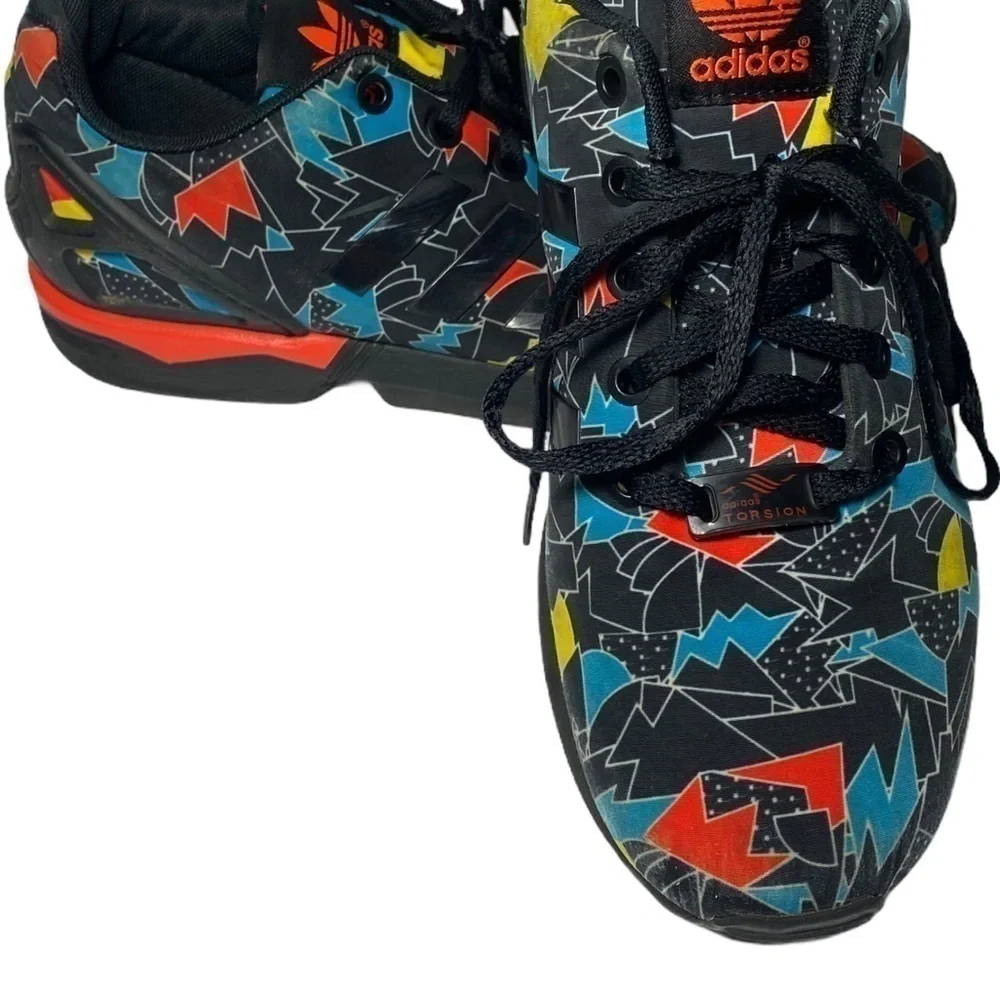 𝅺adidas Color Block sneakers: black, red, yellow, and blue. Size 6
