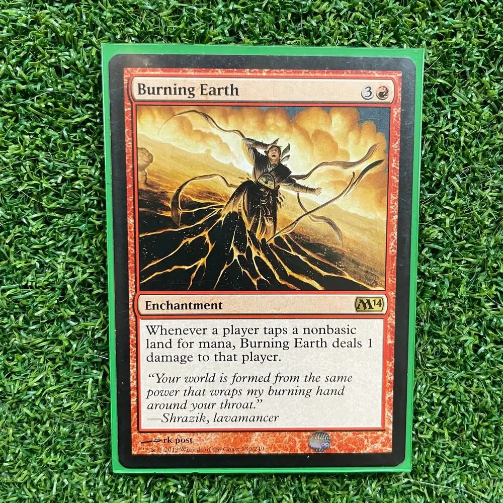 MTG Burning Earth M14 Rare Red Enchantment Nonbasic Land Damage NM