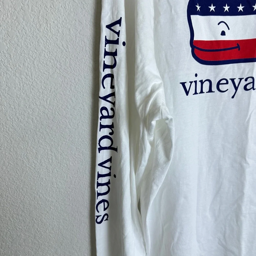 Vineyard Vines Mens XXL White Patriotic American Flag Whale Hoodie T-Shirt NWT