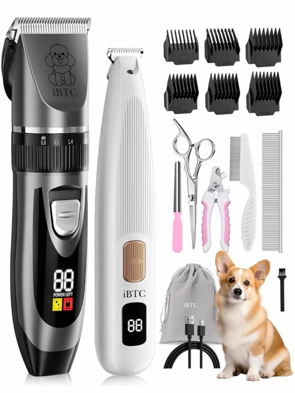 Papmini Pet Grooming Clippers Kit in Black & White -  BB2